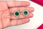 Victorian finishing with American Diamond with Green Stone Short Necklace