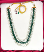Premium Green Beads and Pearls Layered Unisex Mala
