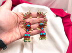 Meenakari ear cuff and Enamel finishing jhumka earrings