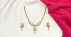 American Diamond Zirconia
Mint-Green Studded Floral Short Necklace