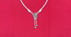 Silver American Diamonds stones deep Mint-Green teardrop and floral-shaped stones Short Necklace