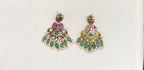 Premium Jadau Kundan Peacock Floral design with Mintgreen Beads Short Necklace