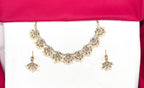 Matte finishing American Diamonds with Baby-Pink stones and Guttapusalu Short Necklace