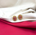 Vintage Peach Moissanite Stone carved gold-tone clip-on earring