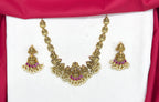 Matte finishing Lord Lakshmi idol with white pearls Short Necklace