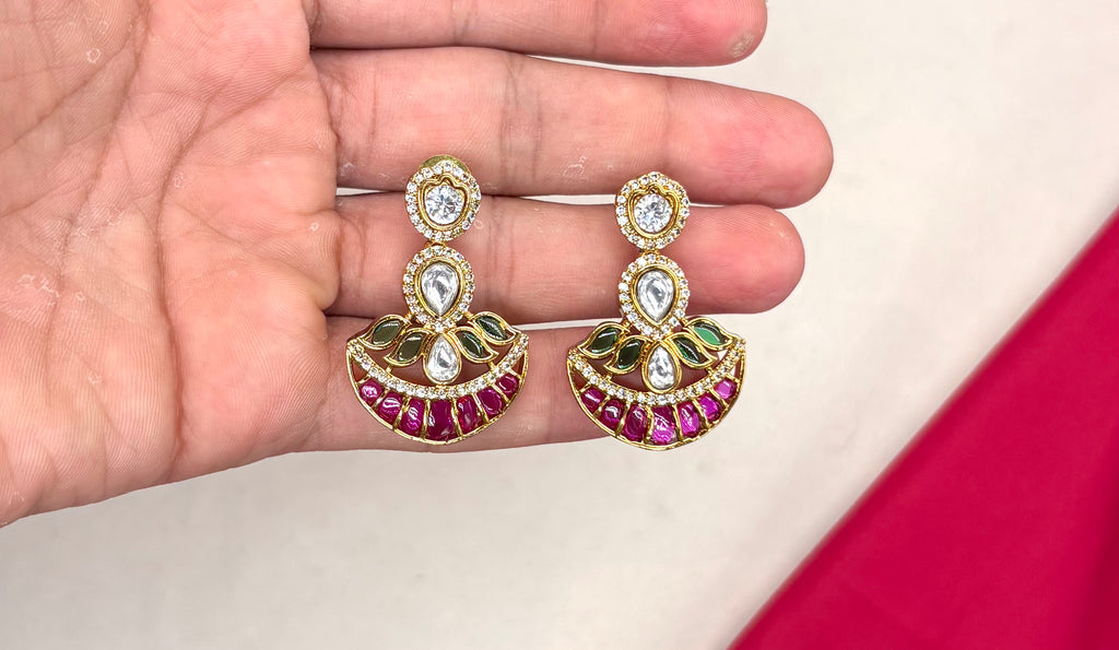 NIRVI polki Pink&Green Hasli short Necklace
