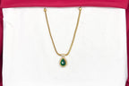 Matte finishing Nan with Green stone short Necklace