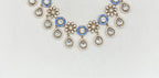 Premium Moissanite Stones floral design Blue circle finish Short Necklace