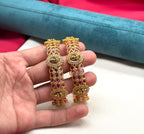 Matte polish Jadau stones with lord Lakshmi uncuts diamonds Bangles