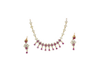 Matte finishing Pink stones with American Diamonds short Necklace