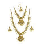Matte finishing white stones with lord Lakshmi pendent design combo-Set Necklace
