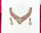 Premium Victorian finishing peacock design American diamonds With Red stones Necklace
