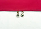 Victorian finishing American Diamonds with Central Green Stone Short Necklace