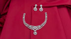 Silver Polish White & white AD Studded Short Necklace