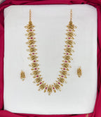 Matte finishing Lord Lakshmi with pink stones long haram