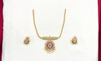 Matte finishing American Diamond Pink stones short Necklace