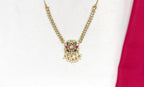 Matte finishing with lotus design with chain short Necklace