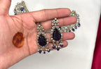 Victorian finishing uncut diamond with Blue stones (Choker)Necklace