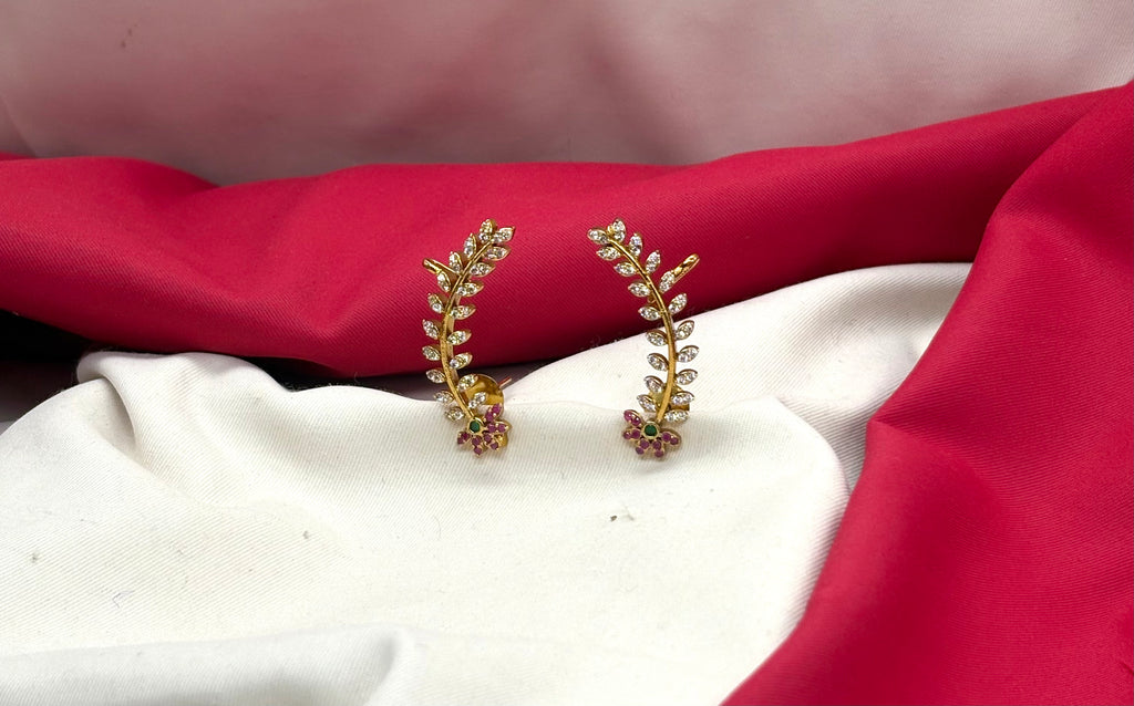 Matte finishing American Diamonds with pink stone earring