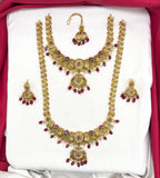 Matte finishing peacock design floral Red Beads Combo-set