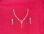 Silver American Diamonds stones deep White teardrop and floral-shaped stones Short Necklace