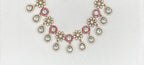 Premium Moissanite Stones floral design pink circle finish Short Necklace