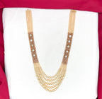 Premium Cubic Zirconia Brown beads and pearls AD with flowers design small locket Mala for Unisex