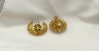gold-plated sun and moon (Surya Chandra) featuring red and green Kemp stones.