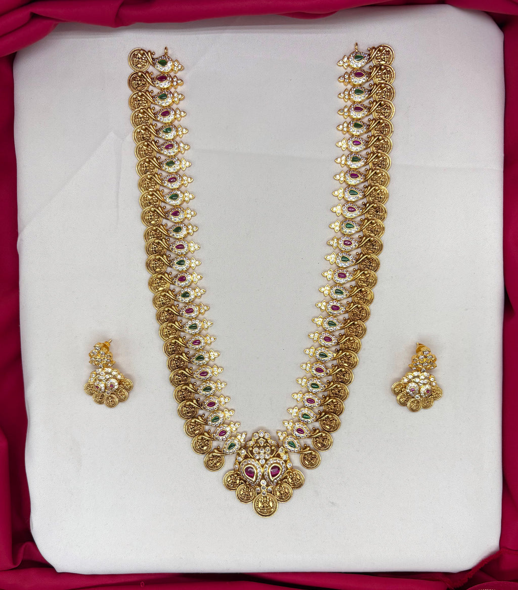 Jadau kundan Stone-Studded With lord Lakshmi Long Necklace