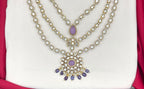 Emerald Multi Layer Purple Moissanite Stones Heavy-Set Necklace