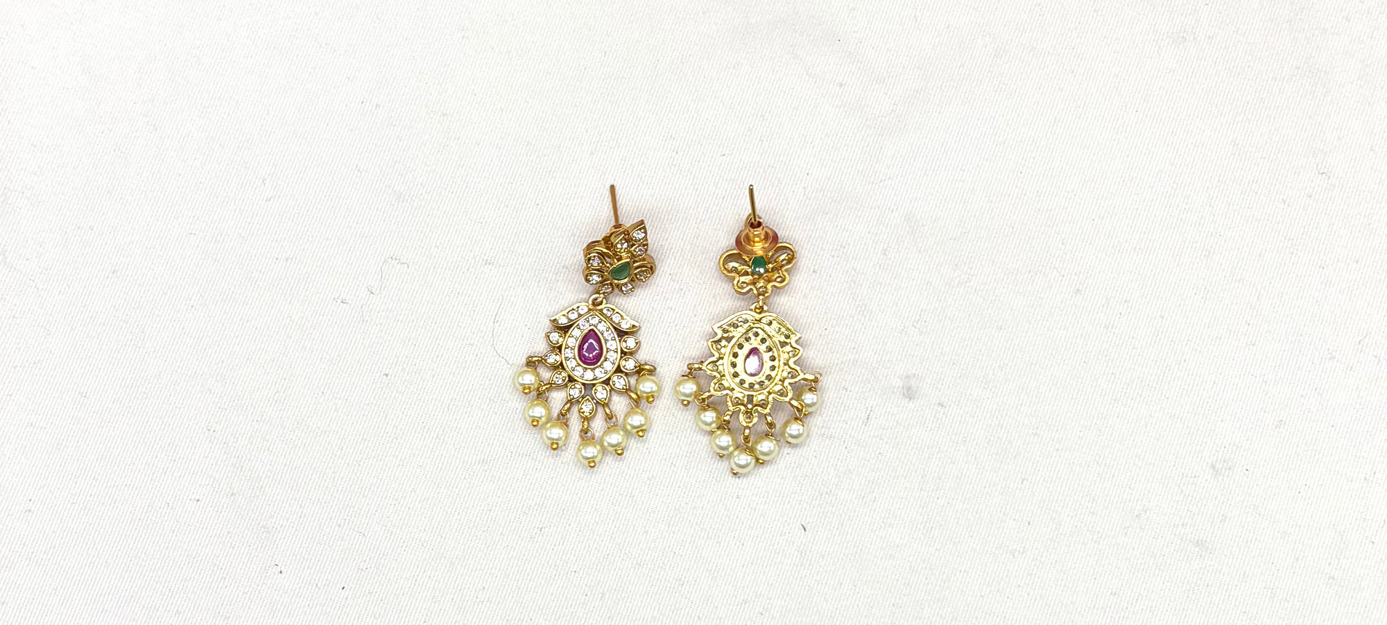 Triple-Layered Rice pearls with Ad stone Pendant Necklace