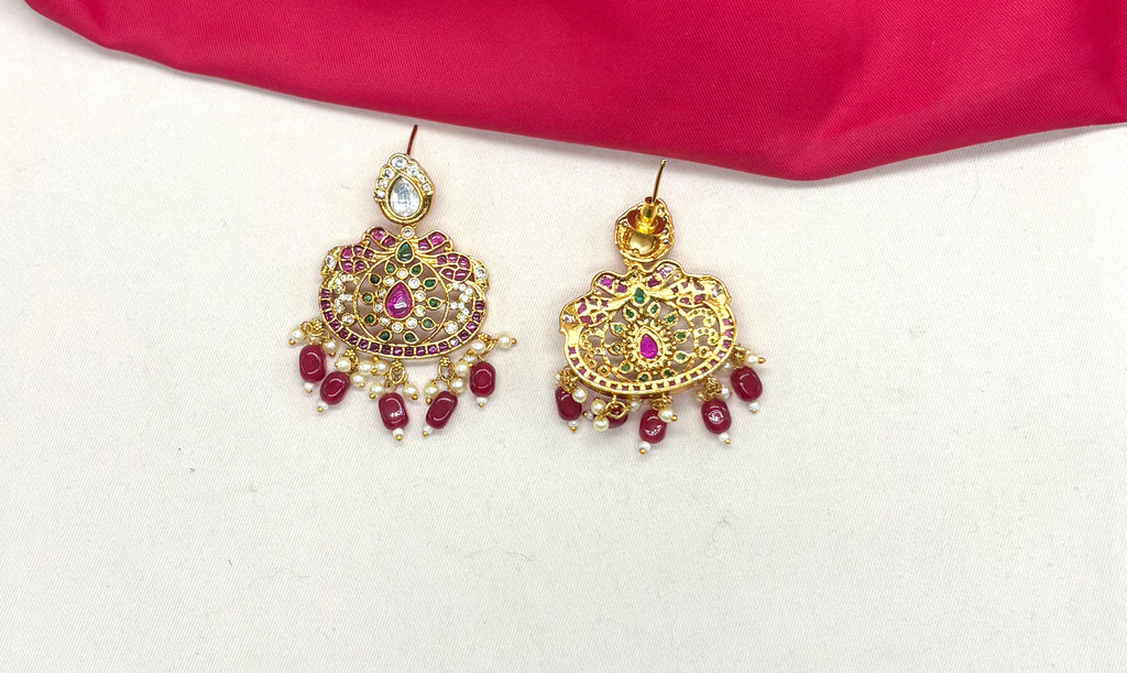 Premium Jadau kundan with floral finish and pink beads Long Necklace