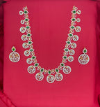 Premium G.J Polishing Butto mala Peacock design with Green stones Long Haram