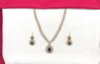 Victorian finishing American Diamonds with Central Purple Stone Short Necklace
