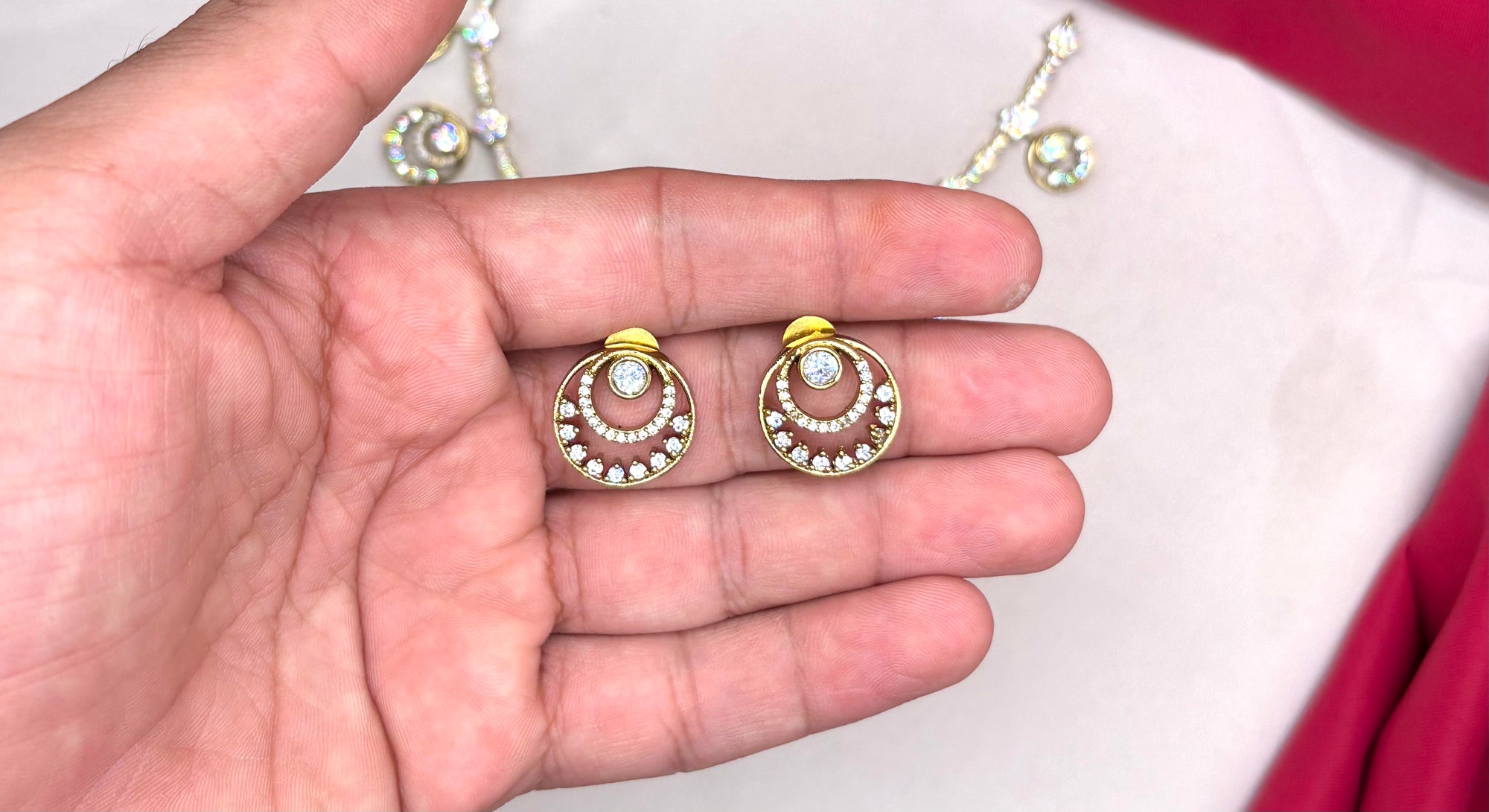 Victorian finishing small American Diamonds Short Necklace