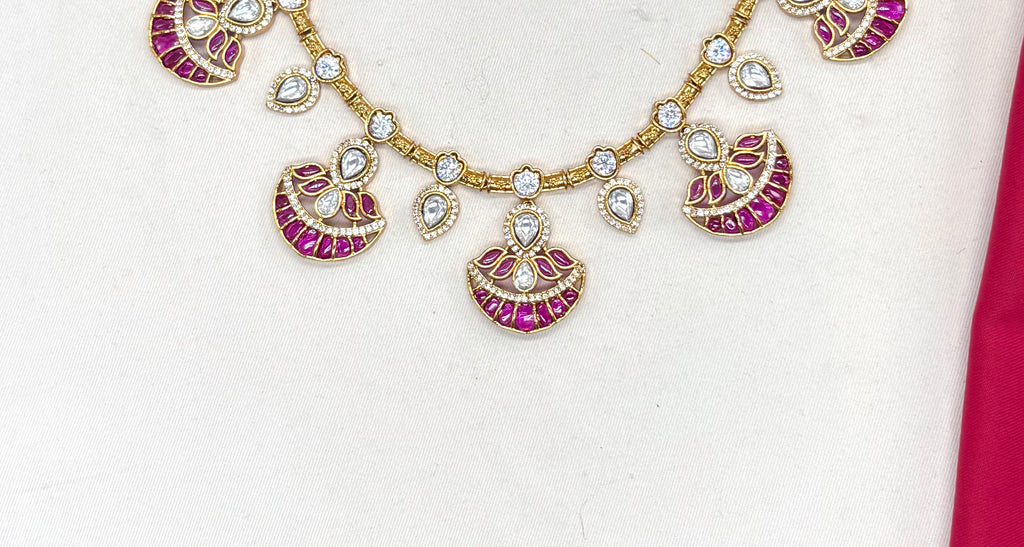 NIRVI polki Pink Hasli short Necklace