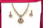 Matte finishing American Diamonds with ovals shape Short  Necklace