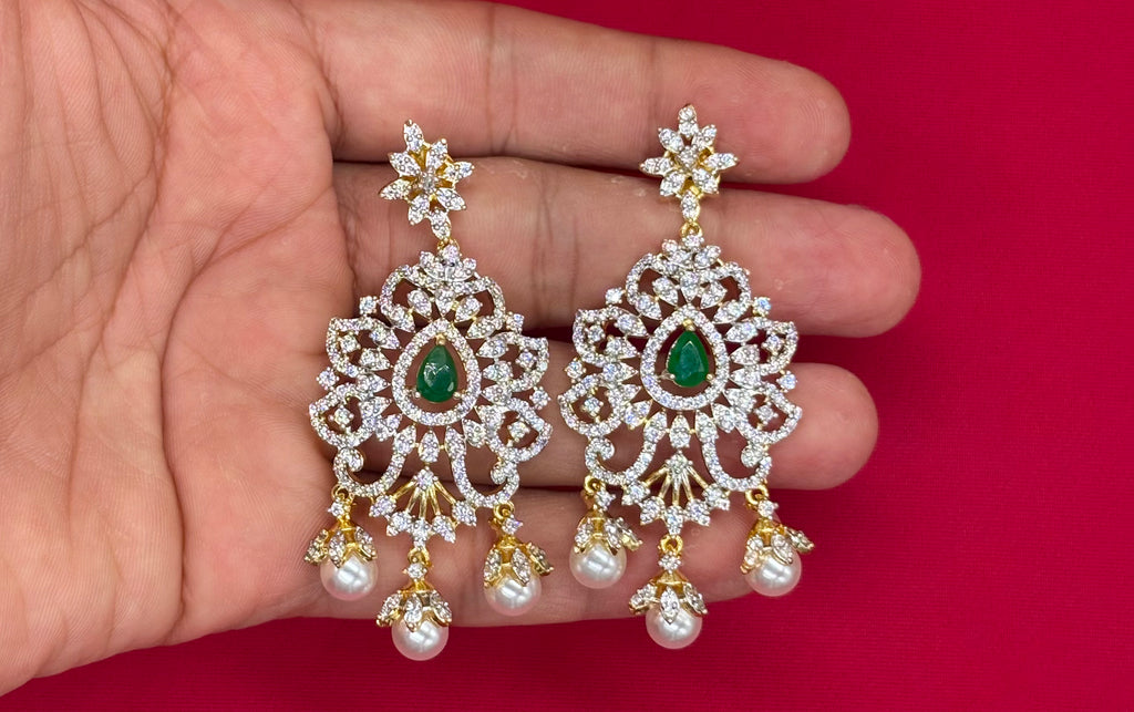 Ad Stones G.J polish Detachable With Green stones Long Haram
