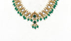 Polki Kundan Green Beads With Pearls drop Short Necklace
