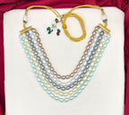 5-layer multi-color drop pearl mala crafted using premium Indian glass pearls in beautiful multi-tone shades