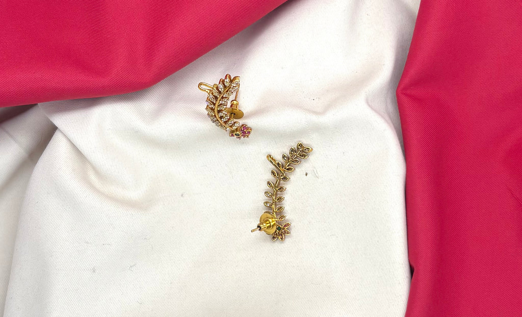 Matte finishing American Diamonds with pink stone earring