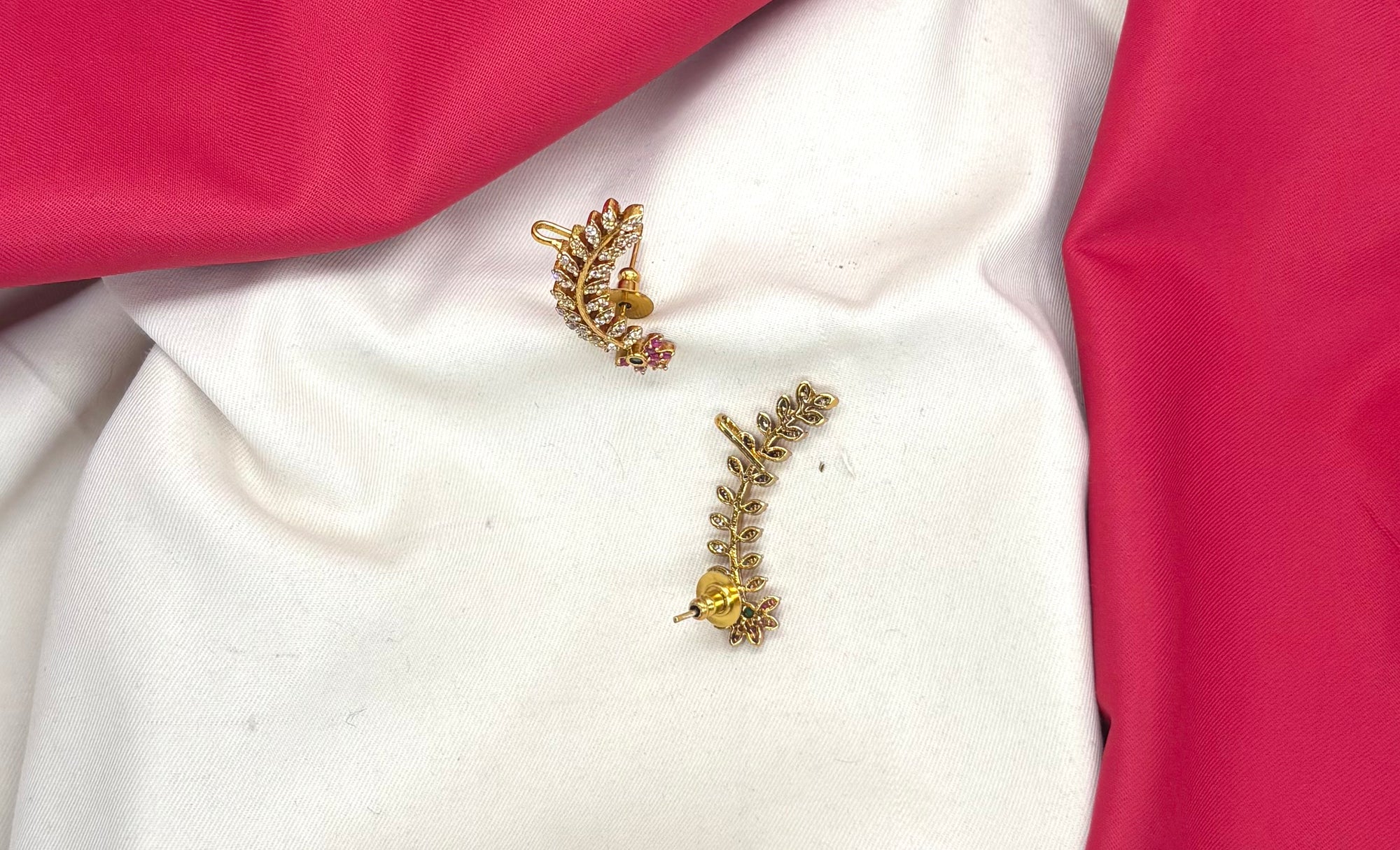 Matte finishing American Diamonds with pink stone earring