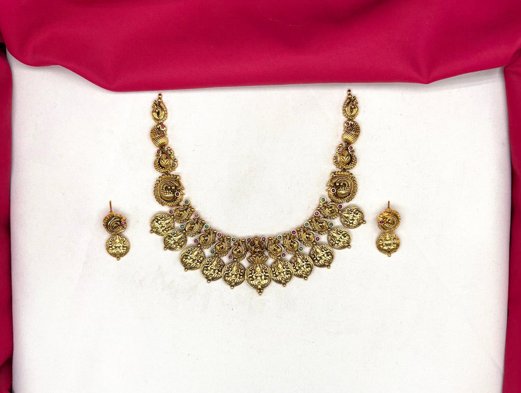 Nakshi finishing lord Lakshmi coins short Necklace
