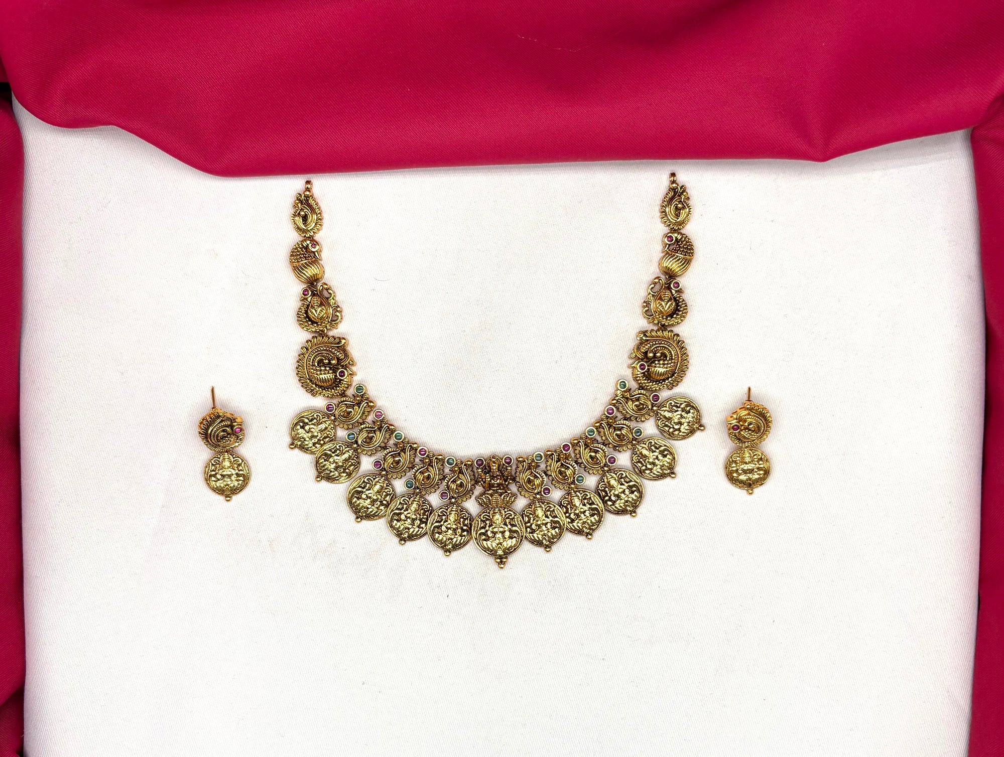 Nakshi finishing lord Lakshmi coins short Necklace