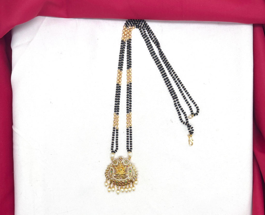 Lord Lakshmi with Ad stones Black Beads