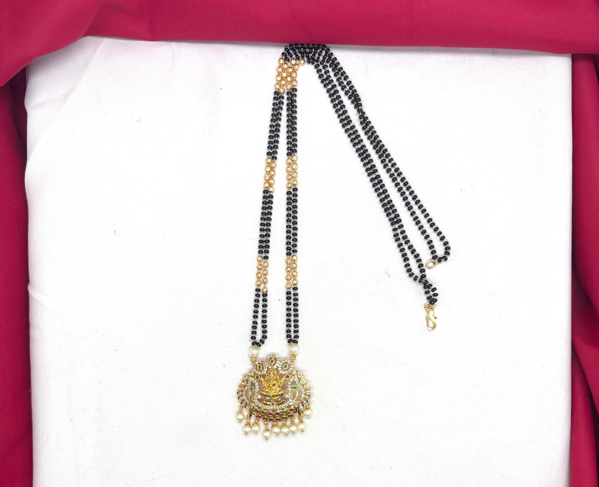Lord Lakshmi with Ad stones Black Beads