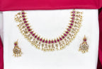 Premium matte finish Peacock design with flower finish Pink Stones Short Necklace