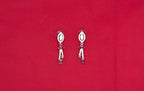 Silver American Diamonds stones deep ruby-red teardrop and floral-shaped stones Short Necklace