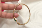 panchaloham Green stone open-front cuff Kada