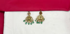 Nakshi finishing floral design with Lord Lakshmi pendant Green Beads Short Necklace